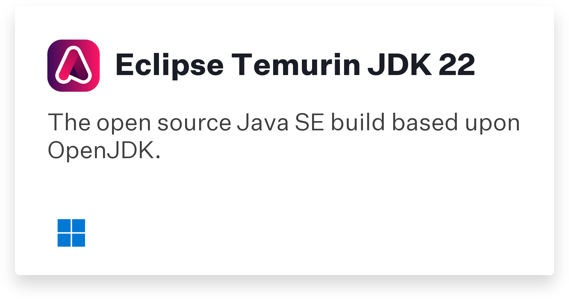 Eclipse Temurin JDK 22 Title Card