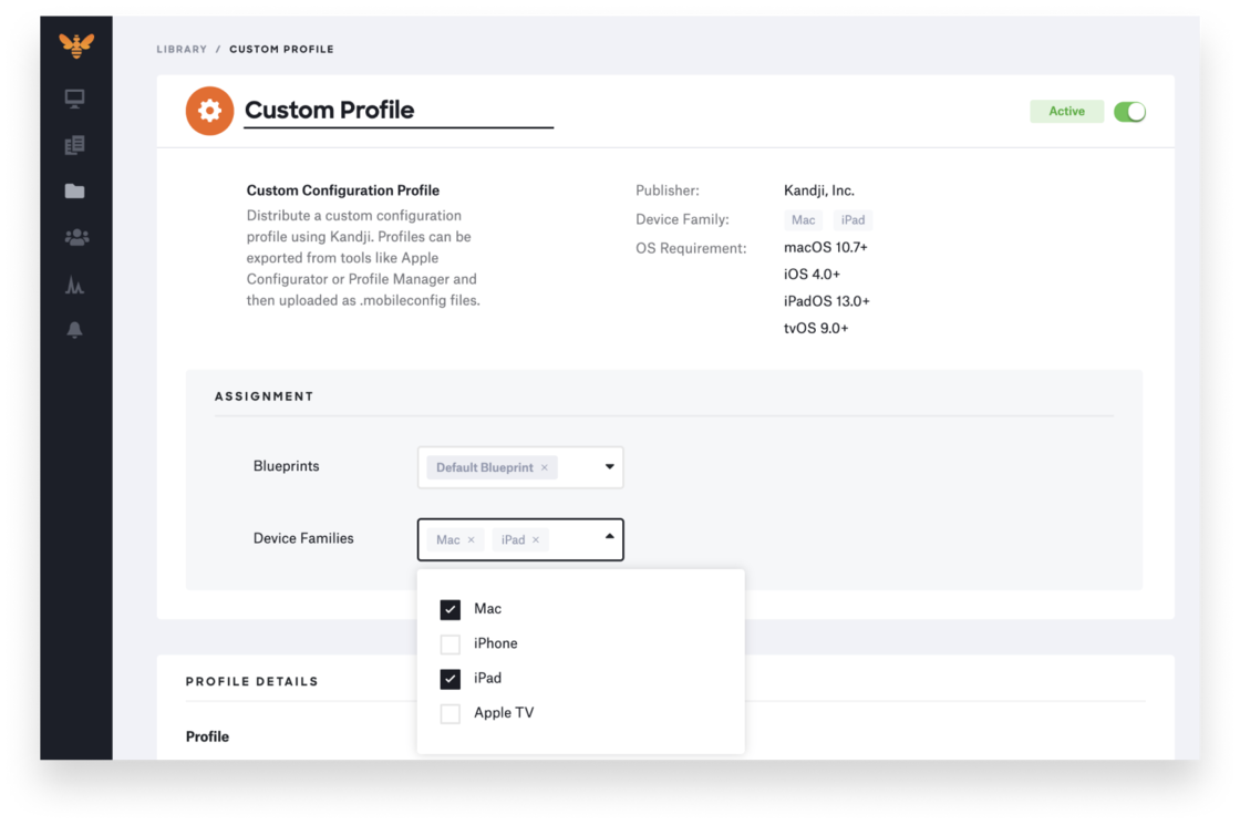 kandji custom profile scoping by device.png