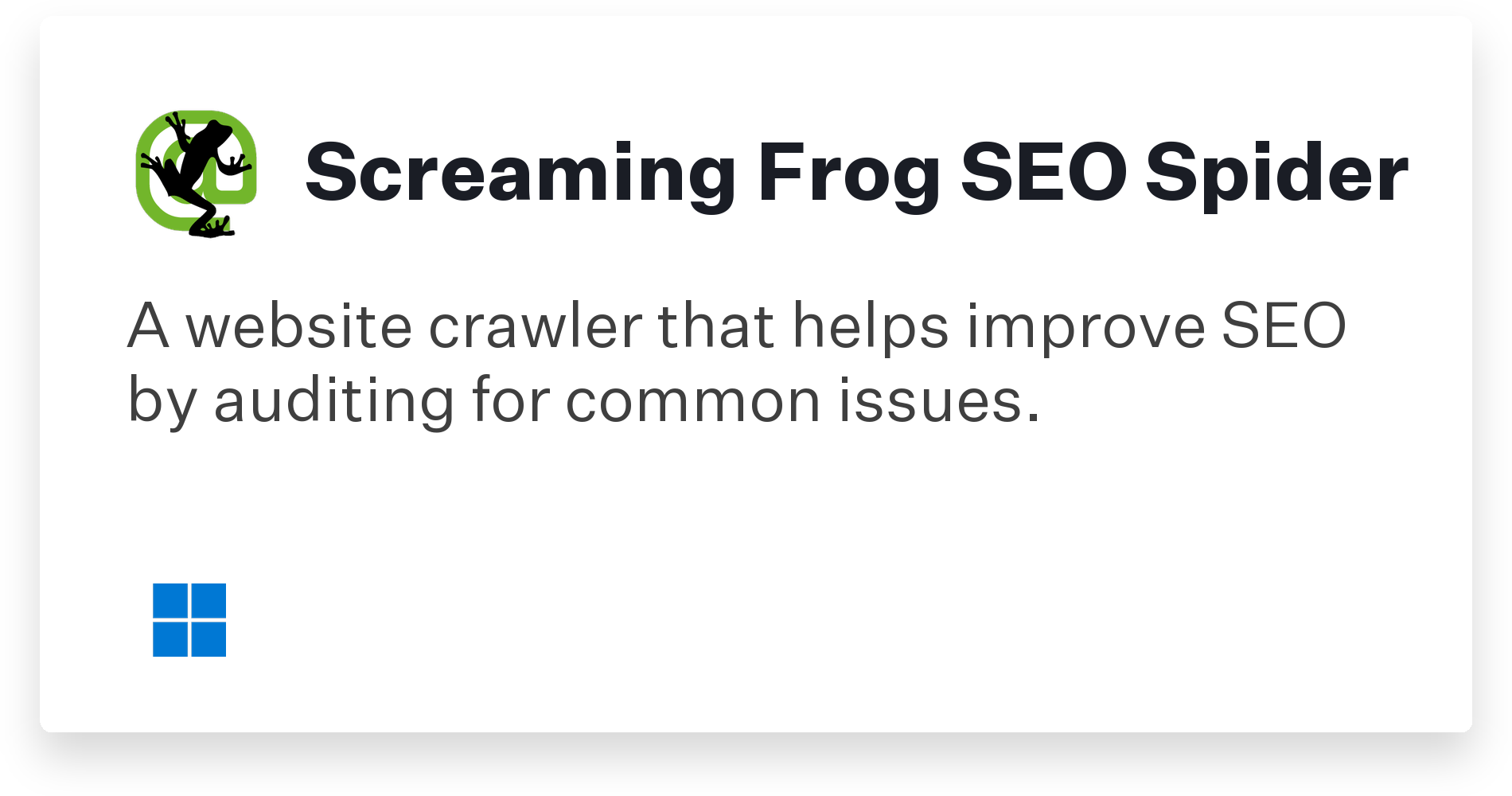 Screaming Frog SEO Spider Title Card